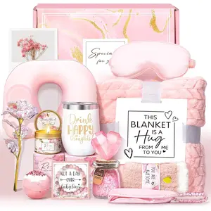 Birthday Gifts for Women, Self Care Gifts for Women Get Well Soon Gifts Basket, Rose Relaxing  Gifts Basket Care Package w/Luxury Blanket Christmas  Gifts for Women, Mom, Her, Friends,Sister
