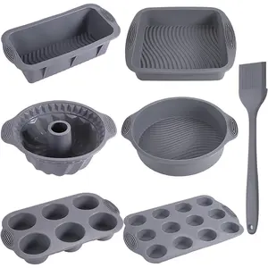 7in1 Nonstick Set Cake Molds set Including Baking Pan, Cake Mold, Cake Pan, Toast Mold, Muffin Pan, and Cupcake Mold Brush Set