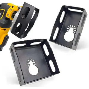 Upgrade Drywall Outlet Cutter, Square Slot Cutter Compatible with Dewalt & Milwaukee Oscillating Multi-Tools, One Step in Place Electrical Box Cutter for Sheetrock, Drywall (Hardened Steel, 2 Pcs)