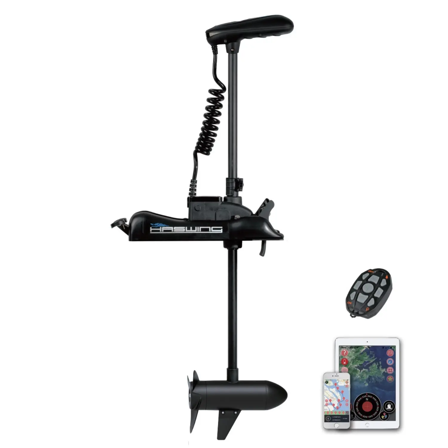 HASWING Cayman GPS Electric Trolling Motor – 12V 55LB 48/54 Inches Shaft Bow Mount Boat Fishing for Saltwater & Freshwater with Wireless Remote Controller