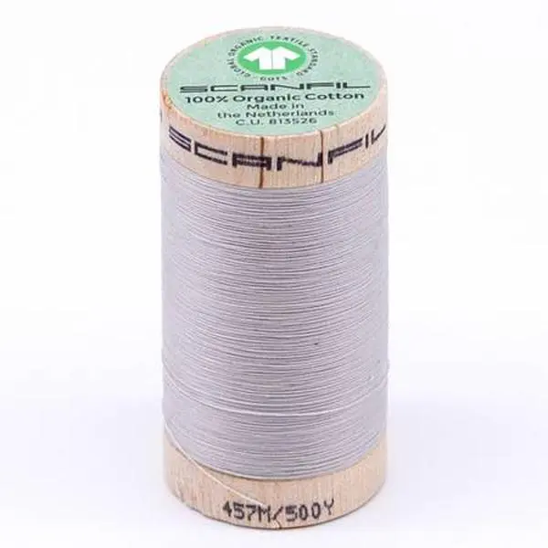 Scanfil Organic Cotton Thread 50wt Solid 500yd Silver Cloud