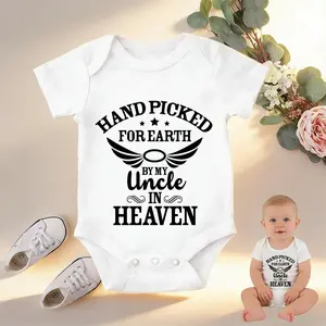 Soft Baby Bodysuit Uncle In Heaven Graphic Print 100% Pure Cotton Non-Irritating Snap Closure Breathable Stretchy Perfect For Gifting & Everyday