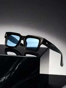 Unisex Vintage Square Frame Sunglasses, Trendy Casual Sunglasses for Everyday Use, Fashion Accessories for Outdoor Activities