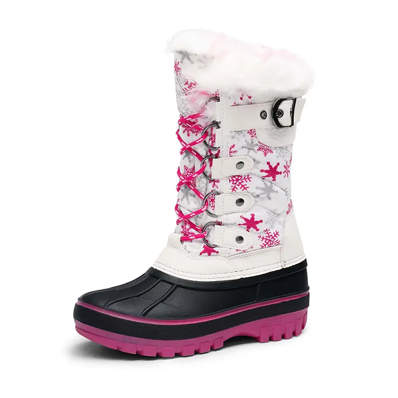 Dream Pairs Kids' Textured Synthetic Knee-High Snow Boots - Waterproof Winter Boots with Faux-Fur Trim, Easy Zip On, Bucklefit Adjust, TPR Outsole, Knee-High Cut Covers More Cold Ground, Outdoor, Warm Faux Fur, Waterproof Keeps Feet Dry