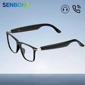 SENBONO Senbono Smart Glasses, Wireless Headphone Transparent Lens Glasses for Listening To Music & Calling, Smart Sports Sunglasses with Mic for Daily Use, Wearable, Multifunctional Audio Sunglasses