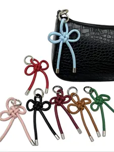 PU Leather Drawstring Bag Charm, Handmade Braided Lucky Knot Pendant, Chinese Knot Bag Accessory, New Style Bag Decoration
