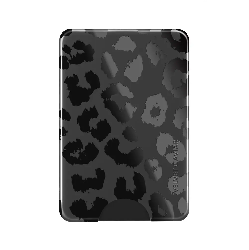 Black Leopard Print MagSafe Wallet, Slim and Minimalist Magnetic Card Holder for Smartphone Back, Mobile, Cellphone, Phone Accessories, Slim Fit, Magnetic Closure