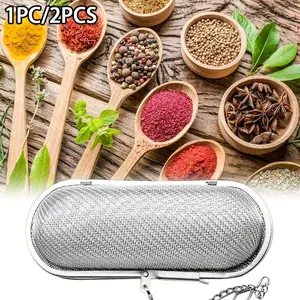 1pc/2pcs Stainless Steel Spice Infuser with Fine Mesh for Loose Tea And Herbs, Extended Chain Kitchen Seasoning Balls, Home Kitchen Tools