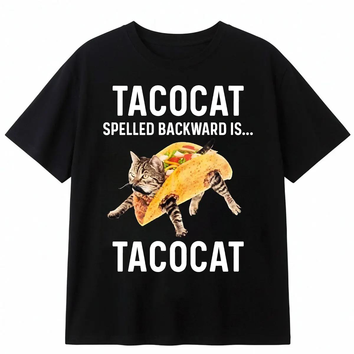 Tacocat Spelled Backward Is Tacocat - Love Cat And Taco T-Shirt Top Womenswear