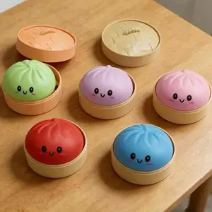 2026 Stress Relief Dumplings - Soft TPR Anxiety Relief Toy Bun Smiley Face Dumpling Buns