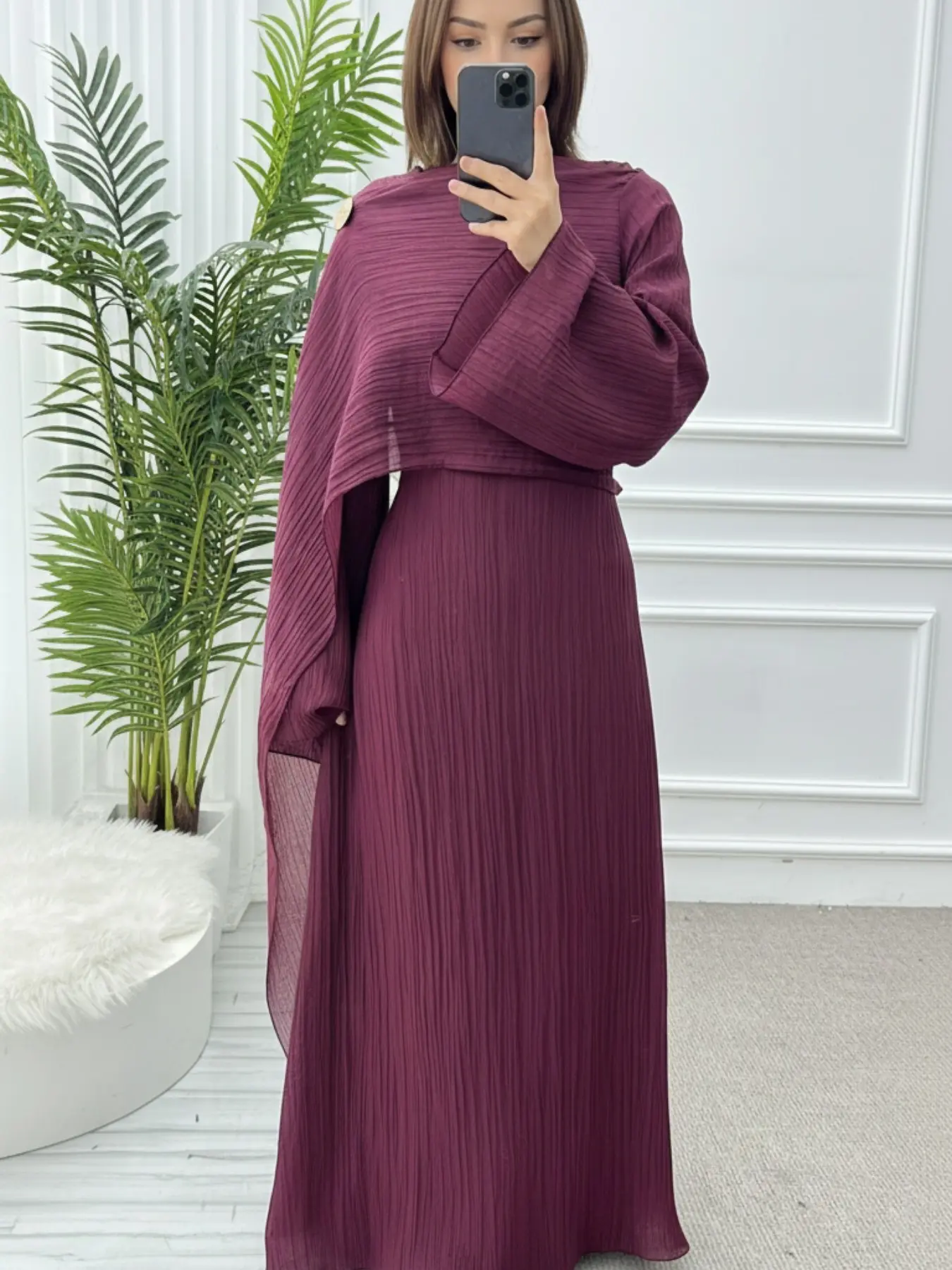Women's High-Quality Double-Layer Solid Color Long Robe, Modest Islamic Clothing, Modest Muslim Clothing, Islamic Modesty Clothes, Casual Loose-Fitting Belted Design for Spring