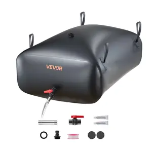 VEVOR Water Storage Bladder, 87.2 Gal Collapsible Water Storage Bag, Wear-Resistant 1000D PVC Soft Waters Bag, Leakproof Camping Tank Containers for Garden Irrigation RV Emergency Use, Black