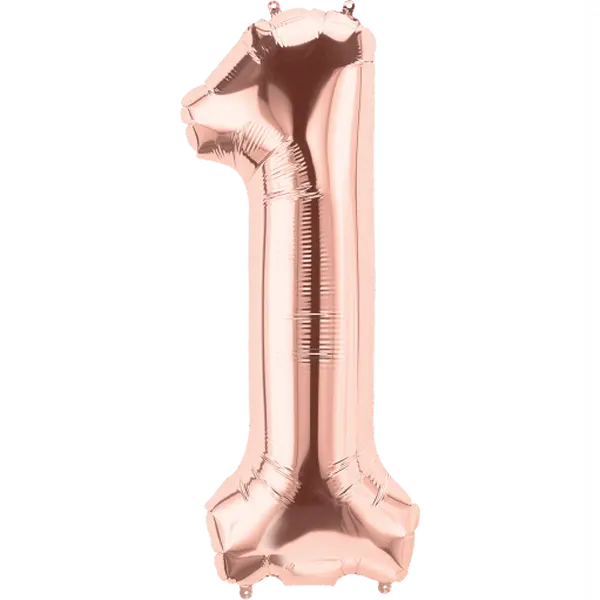 Number 1 Rose Gold Foil Balloon 14" in each. 15681-14