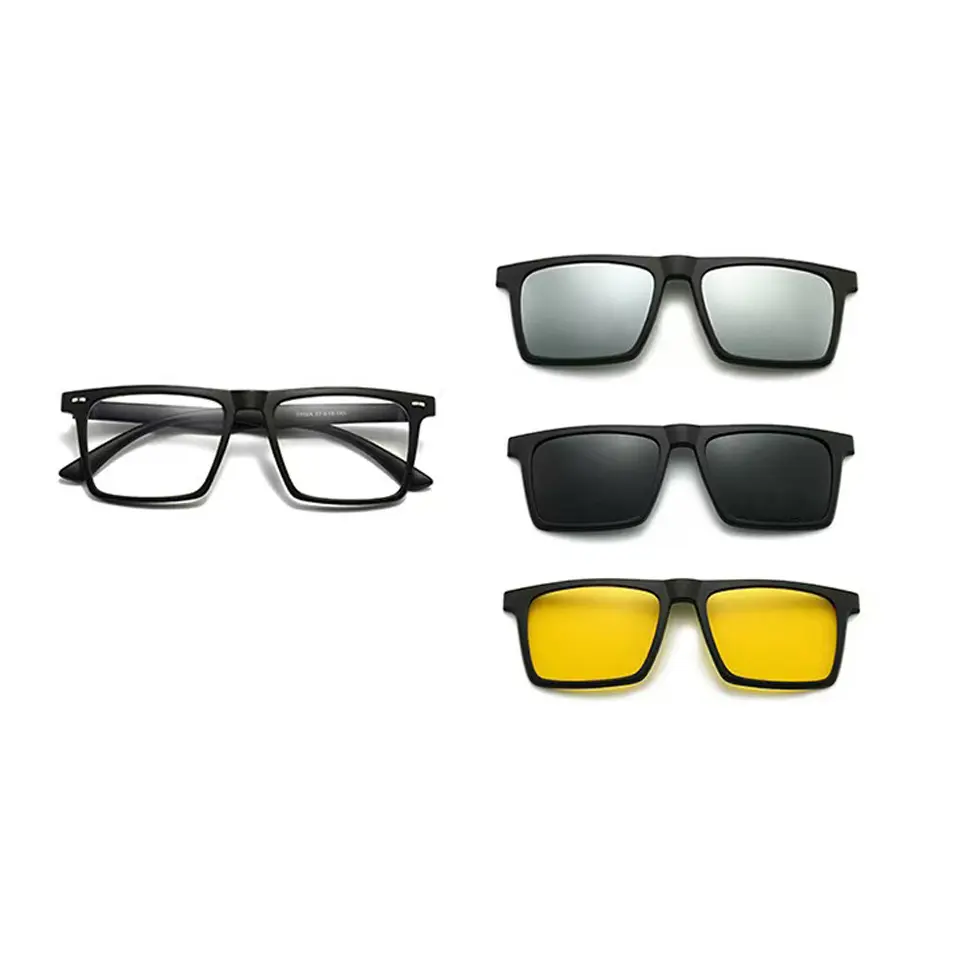 Retro Magnetic Clip-On Sunglasses Set - Magnetic Women's Trendy Casual Eyewear, 3 Snap-On Lenses, 2025 Fashion Accessories, Driving Use, Trendy Casual Sunglasses, Magnetic Women's Sunglasses