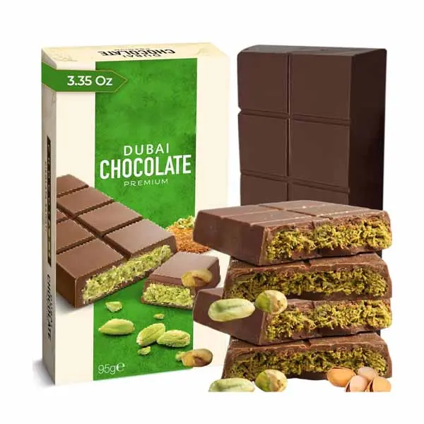 Chobella Dubai Chocolate Bar Pistachio 3.35oz (95g), Premium Mini Dubai Chocolate Bar with Pistachio Cream and Kataifi, Viral Candy with Shredded Phyllo Dough, Knafeh