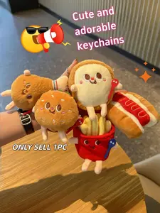 Cute Burger French Fries Plush Toy Adorable Soft Keychain, Perfect for Handbags, Wallets, Backpacks, Best Gift for Girls & Couples