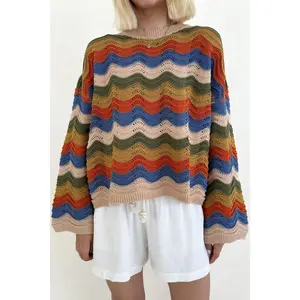 Woodstock Colorblock Neutral Rainbow Sweater
