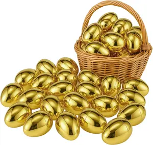 30 Pack 3.15'' Golden Easter Eggs, Fillable Plastic Eggs for Easter Hunt, Basket Stuffers, Party Favors, Classroom Rewards, DIY Crafts and Spring Decorations