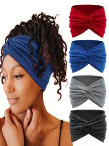 Elastic Solid Color Knotted Adjustable Headband for Women & Girls, Minimalist Headwear Suitable for Thick Hair, Fashion Hair Accessories for Party, Daily Decor