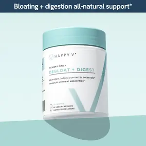 Happy V Debloat + Digest Capsules - 23 Digestive Enzymes for Bloating Relief & Gut Health - Natural Wellness Supplement for Digestive Support