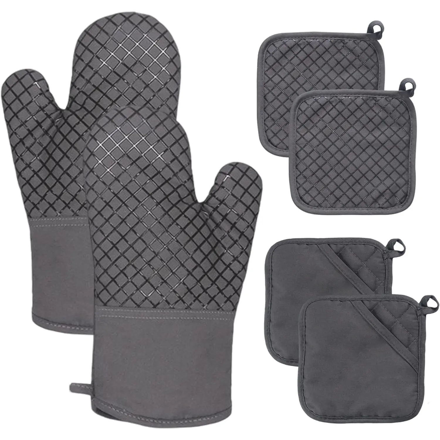 4 Pcs Oven Mitts and Pot Holders,500°F High Heat Resistant Kitchen Oven Mitts with Pot holders,Long Oven Mitts with Recycled Cotton Infill and Silicone Non-Slip Surface for Baking and Cooking Bakeware Set nontoxic  cleaning  supplies gift