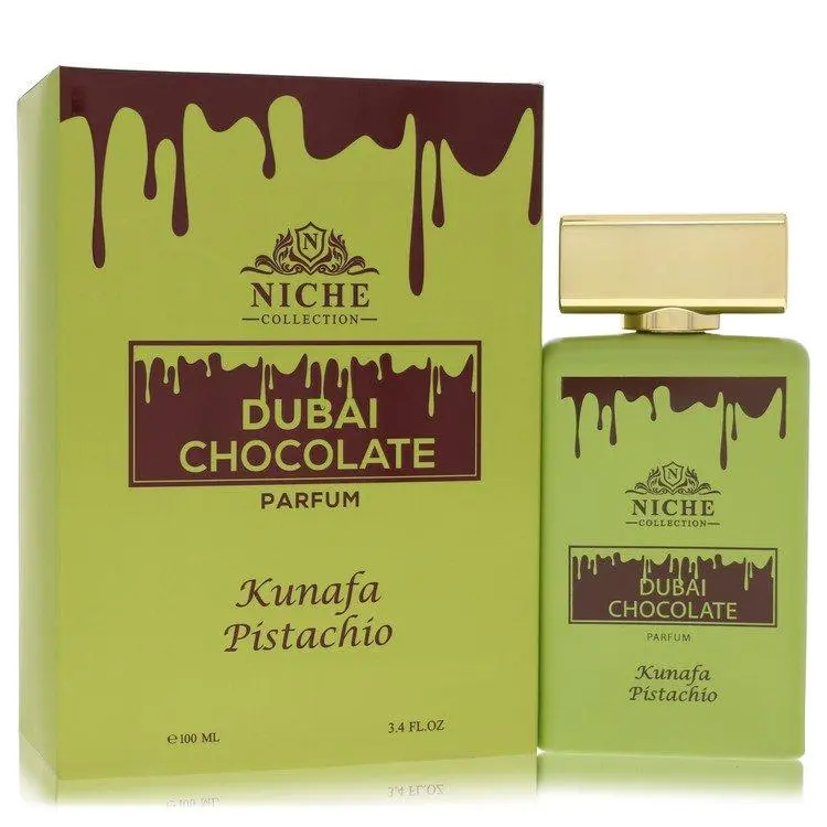 K. Khalis Dubai Chocolate Kunafa Pistachio Parfum, 3.4oz Unisex Limited Edition Gourmand Dessert-Inspired Arabic Fragrance, Sweetness-Rich Nutty Luxury Oriental Niche Scent