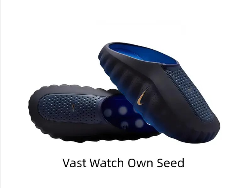 ：Sophisticated Dark Navy Casual Slide Sandals Premium Gold Tone Detailing Quick Water-drain Mesh Upper Sturdy Anti-skid Base Suitable For Poolside Visits Gym Downtime Summer Street Outfits