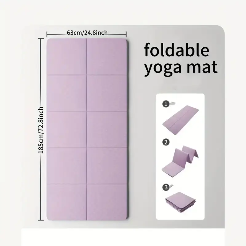 Foldable Tpe Yoga Sports Mat, Yoga Mats, Folding Yoga Mat, 63cm X 24.8 Inch, Light, Geometric Pattern, Portable & Compact Design for Home Gym, Travel, Outdoor Use