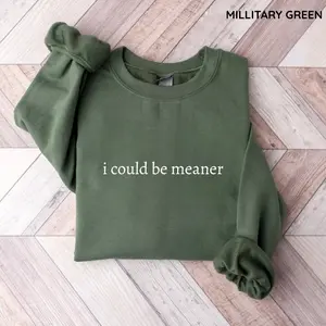 I Could be Meaner Sweatshirt, Funny Quote, Women Pullover Top, Apparel, Today Shirts, Funny Women's Outfits