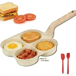 4-hole nonstick fryingwith Handle,Frying Pan,Breakfast Egg , cup   Cookingware , easy clean, works on gas stove & induction. versatile kitchen cookware for home chefs!  Cooking Accessories, design egg gadgets scraper iron Tortilla table food pan maker