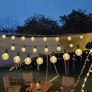100/60 feet outdoor waterproof solar lamp: G40 shatterproof bulb patio lamp - solar remote control 3 light modes dimmable solar lamp - suitable for camping, backyard, garden, deck, outdoor courtyard