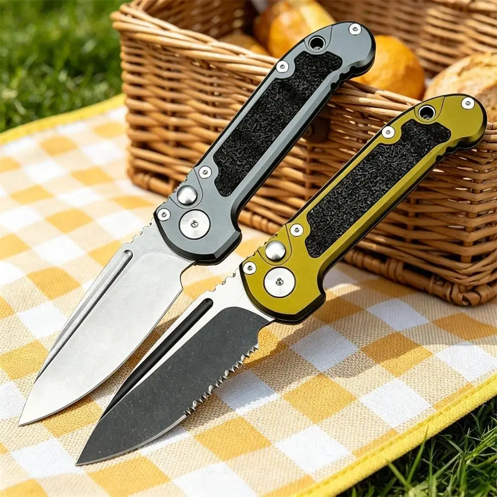 MICR Gen III Portable Folding , built-in pocket clip and one-hand opening design, crafted with D2 steel blade. Solid anti-slip aluminum handle, easy daily carry. Practical gear for camping, fishing and  activities, perfect birthday gift Picnic fold sharp