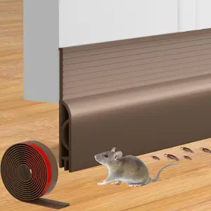 Adjustable Door Draft Stopper – 39" Under Door Seal for Cold Insulation and Noise Blocking, Weather Stripping for Interior & Exterior Doors, Brown