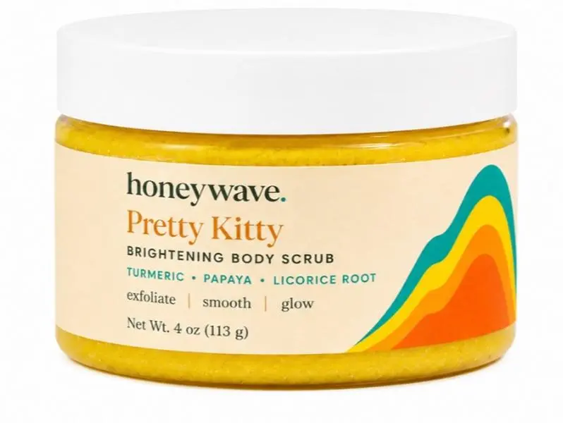 Pretty Kitty Brightening Scrub-Turmeric Scrub-Gently Exfoliates, Evens Skin Tone, Softens and Hydrates, Exfoliating Scrub Skin Care, Sugar Scrubs