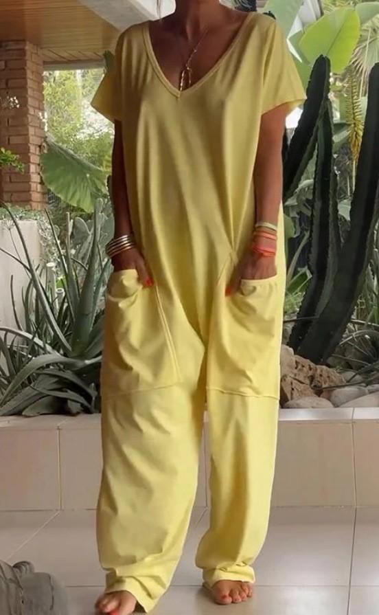 2026 Oversized Women's Harem Jumpsuit, Bohemian Style One-Piece Romper, Casual Fashion With Side Pockets, Spring & Summer Wear.