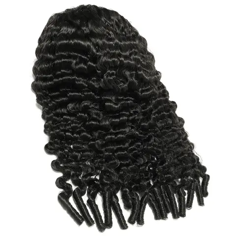 Bling Hair Half Wig Human Hair Burmese Curly Glueless Wigs 180% Density 12-24 Inch 3 IN 1 Half Wig, With Drawstring Seamless Clip Ins Flip Over, No Glue No Lace For Women Headband Wig Beginner Friendly