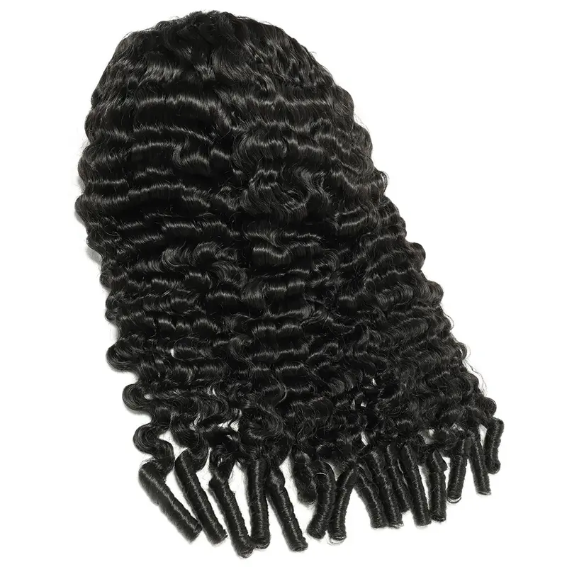 Bling Hair Half Wig Human Hair Burmese Curly Glueless Wigs 180% Density 12-24 Inch 3 IN 1 Half Wig, With Drawstring Seamless Clip Ins Flip Over, No Glue No Lace For Women Headband Wig Beginner Friendly