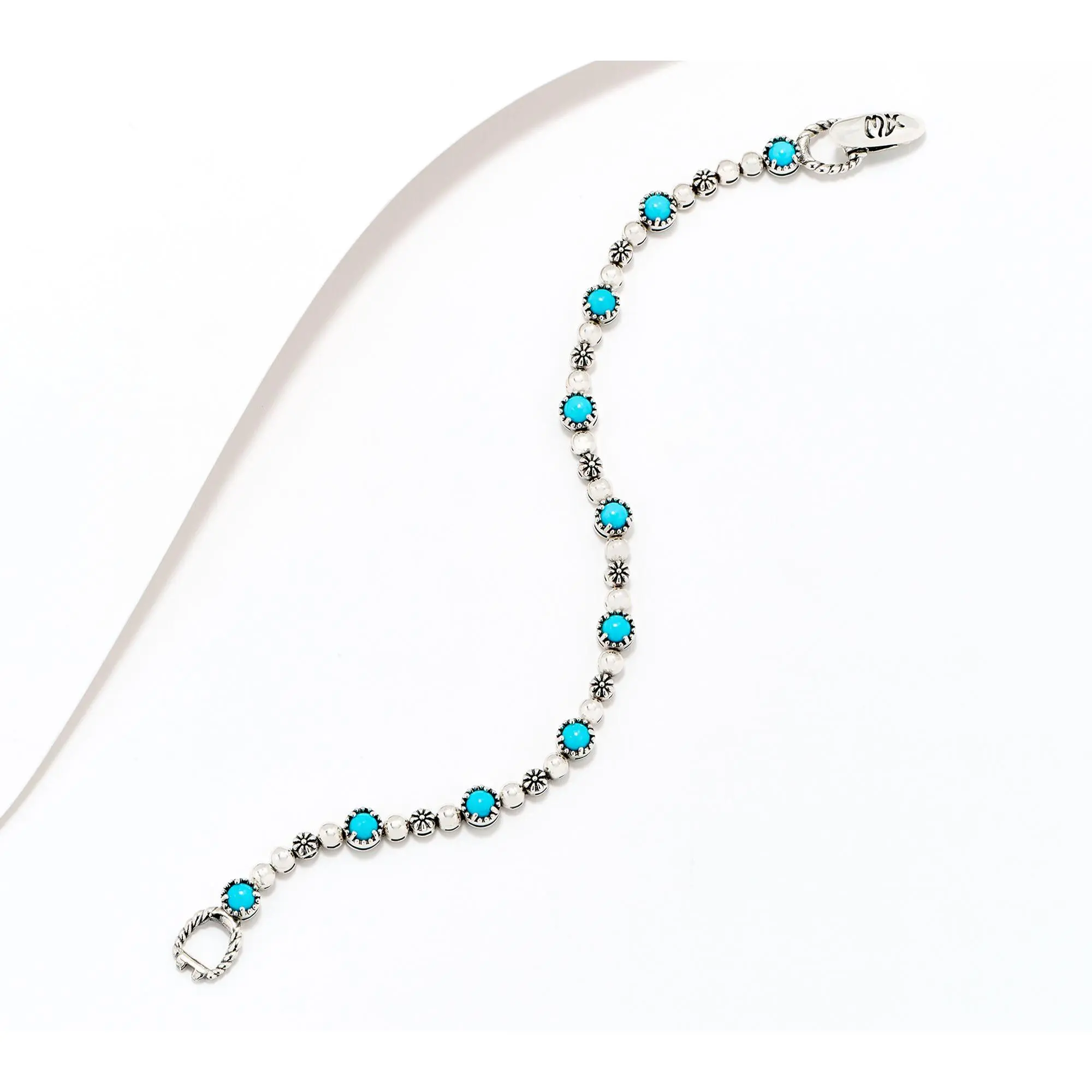American West Sterling Silver Concha Tennis Bracelet