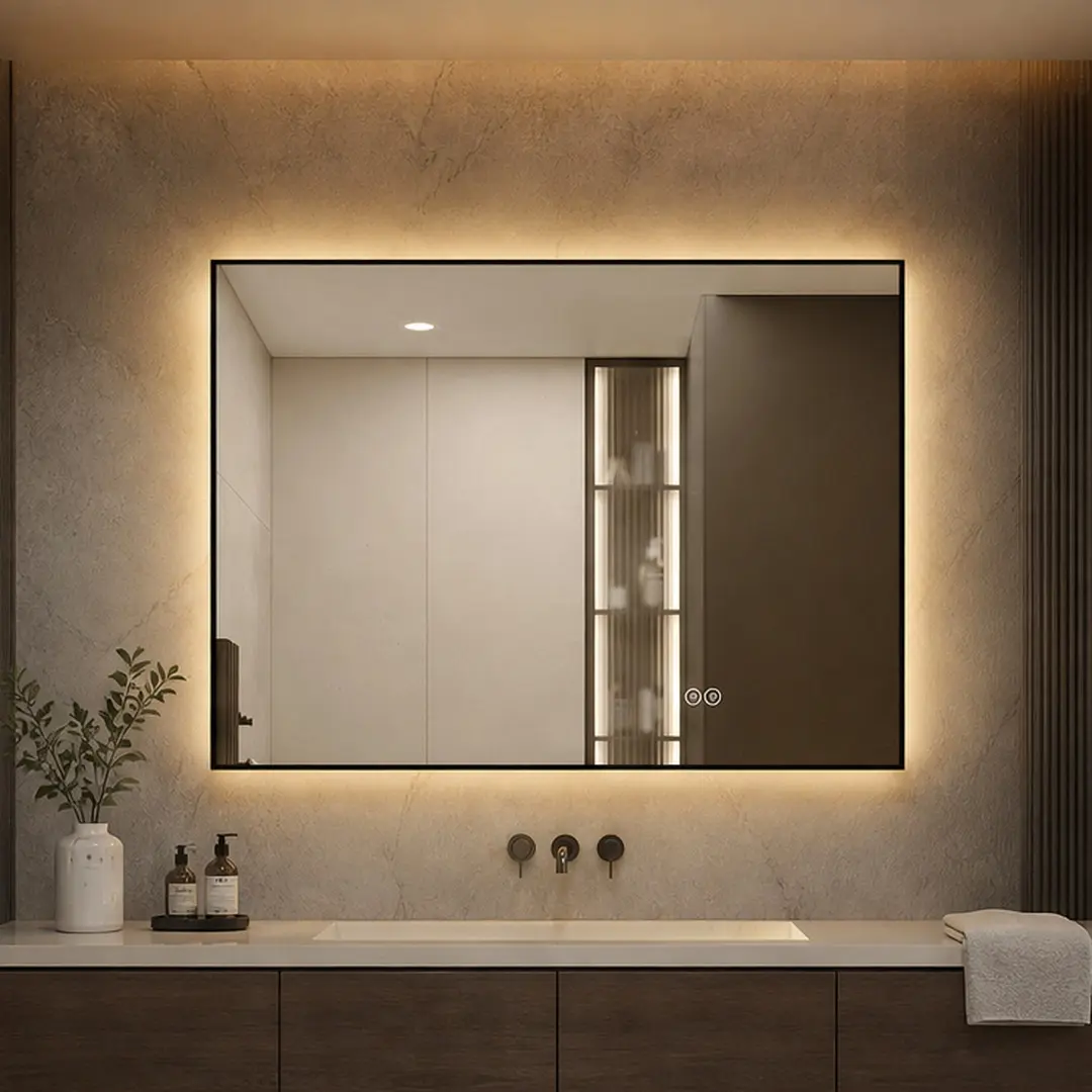 30 x 36 Inch LED Bathroom Vanity Mirror with Aluminum Frame, Backlit Wall Mounted Mirror, Anti-Fog, Dimmable 3 Color Temperatures, Memory Function, Horizontal/Vertical, Black Glass, IP44 Waterproof, CRI>90, UL Certified, Black Color Options
