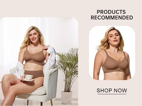 (Size up recommended) AsFairy Women's Seamless Wireless Bra Full Coverage Push Up No Underwire Tshirt Comfortable Womenwear Everyday Jelly Underwear Bras Machine Washable U-back & Crisscross Back Semi-fixed Pads