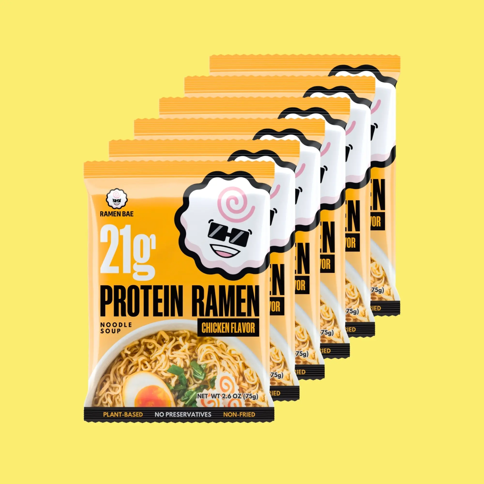 Chicken Protein Ramen Soup - High Protein, Low Fat Instant Ramen - Vegan Chicken Flavor