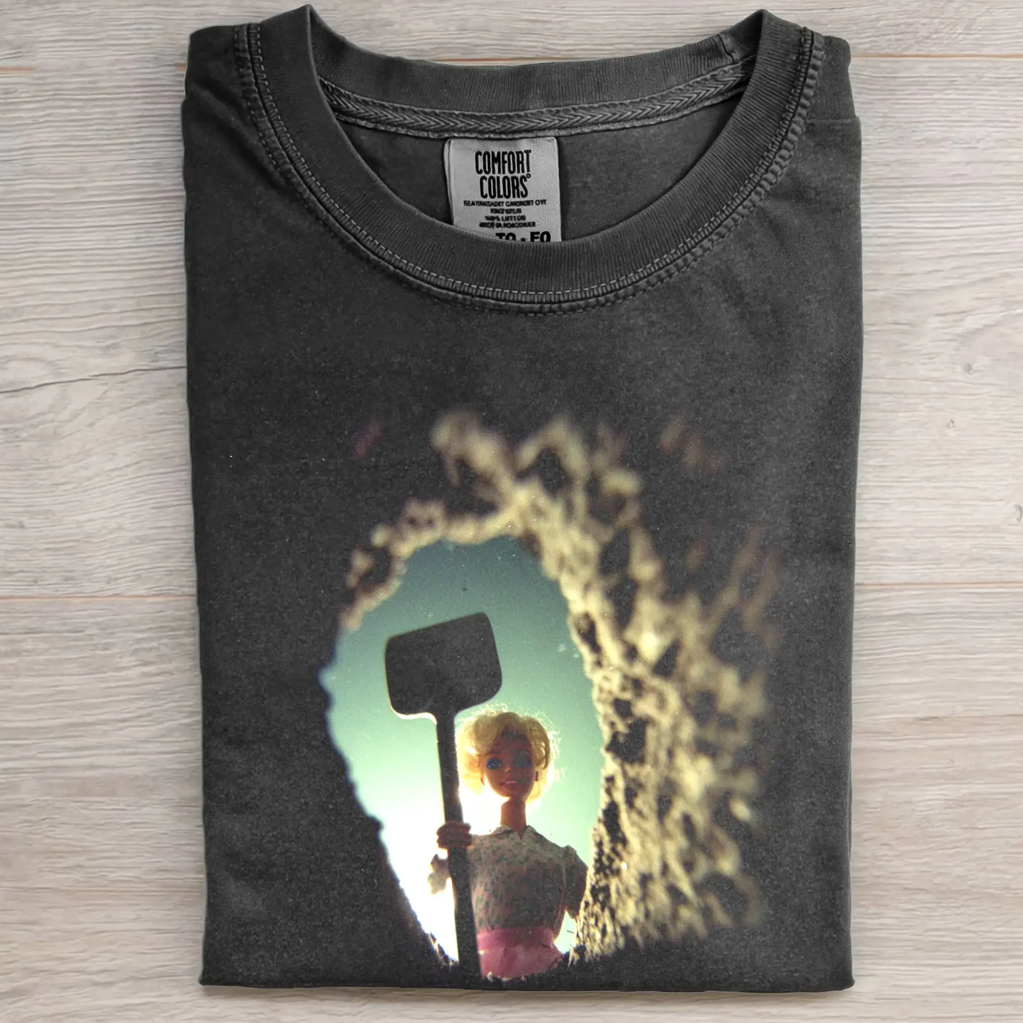 Barbie Digging T-Shirt, Funny Pink Meme Graphic Tee, Barbiecore Parody Shirt, Trendy Y2K Aesthetic Short Sleeve Unisex Tee