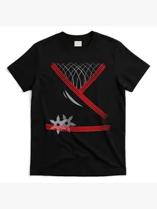 Men's Ninja Costume T-Shirt - Black with Red Accent Graphic - Halloween, Themed Parties, Cosplay - All-Season Casual Shirt - Machine Washable Adult Apparel, Outdoor Activities, Unique Pattern, Comfortable Fabric, Printed Tee, Halloween Partygoers