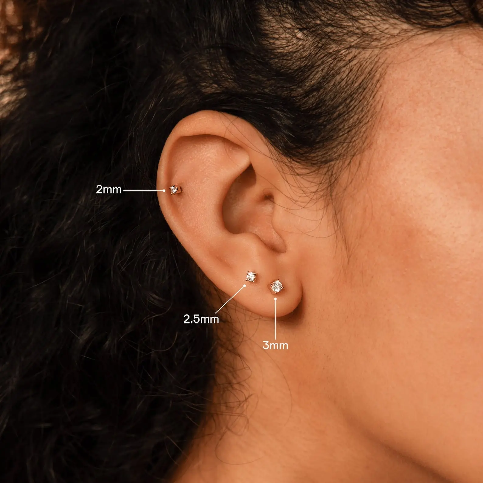 Diamond Flatback Studs Set by Caitlyn Minimalist - Dainty Screw Back Cartilage Earrings in Gold & Silver - Minimalist Everyday Earrings - Perfect Gift for Her