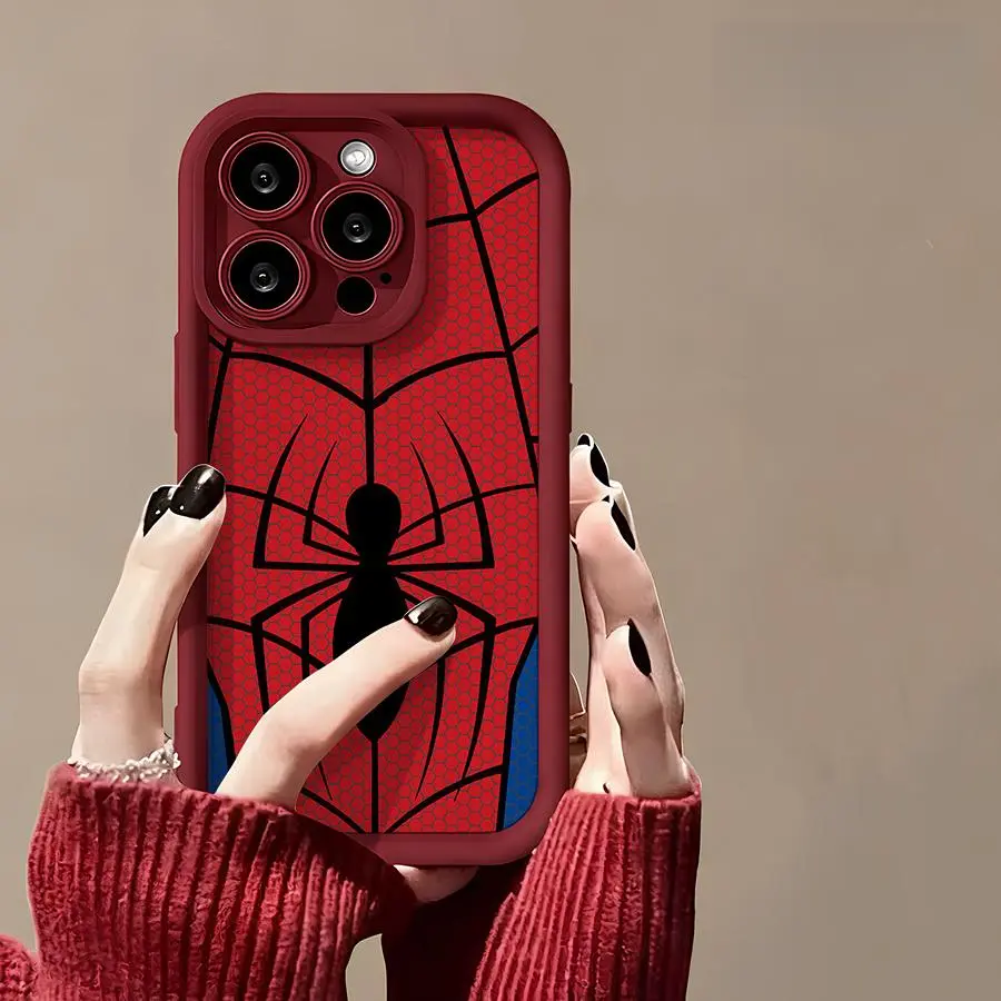 Durable Silicone Spider Red Battle Suit Ladder Smartphone Case - Protective, Unique, Simple, Phone Aesthetic - Wireless-Friendly Accessory - Christmas Gift for Fashionable Couples - Compatible with iPhone 7,8,X,XS,XR,12-17,AIR,17AIR,PRO,PROMAX,PLUS,16E, P
