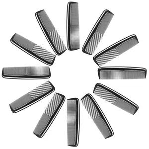 Men’s 12-Piece 5" Pocket Combs, Dual-Density Teeth Hair Styling Products, Travel-Friendly Black Combs for Short Hair, Beards & Mustaches