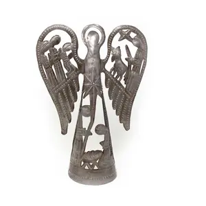 Global Crafts Angel Nativity Haitian Steel Tree Topper