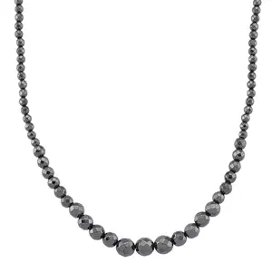 Blue Color Hematite Beaded Necklace in Silvertone 560.00 ctw 20.5-22.5 Inches