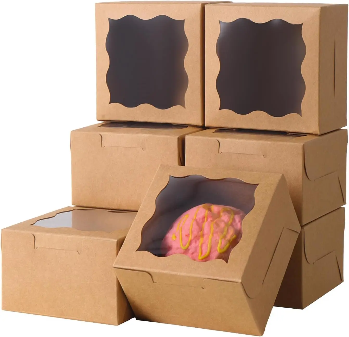 150-Piece Baked Dessert Disposable Packaging Box Set, Food Container for Donuts, Puffs, Cookies, Cupcakes, Ideal for Baking Shops, Wedding Dessert Tables