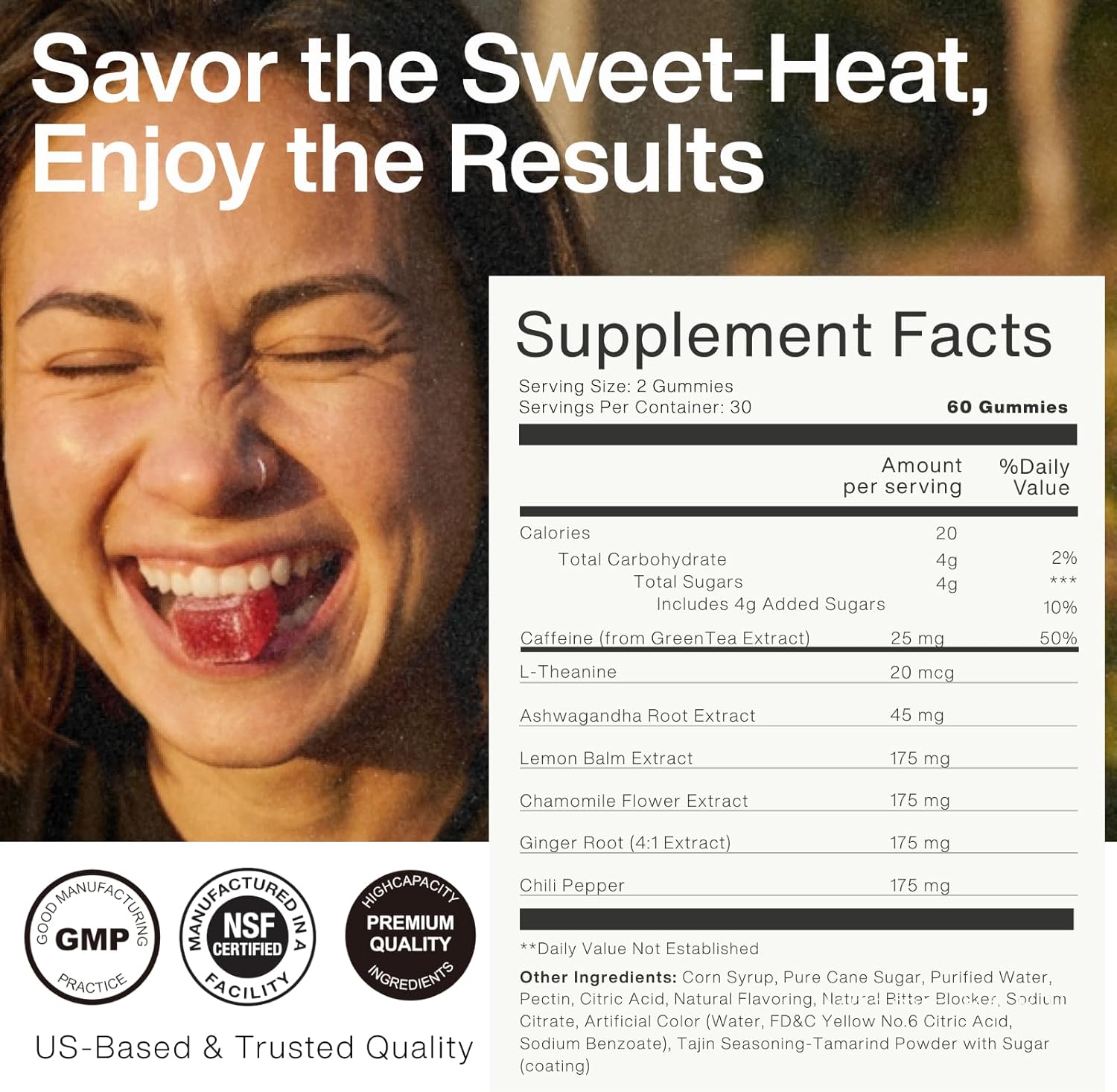 Spicy Cube Gummies-Sensory Support-Energy & Spicy Flavor Daily Supplement-Dietary Supplement-60 Gummies Per Bag Natural Supplement